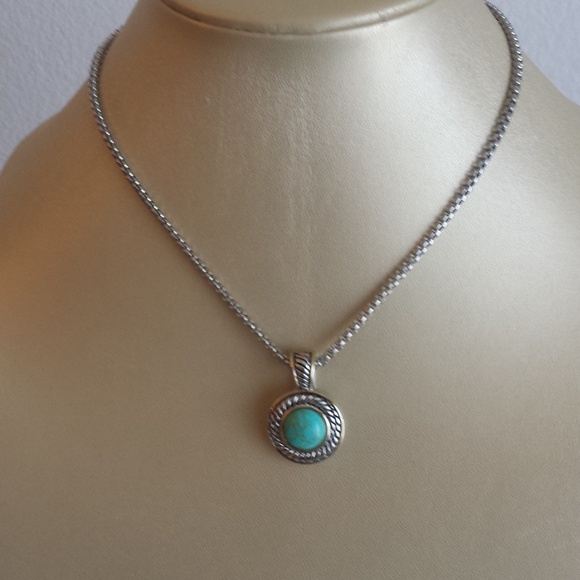 Rhodium Plated Bracelet,Round CZ TURQUOISE - Picture 4 of 5